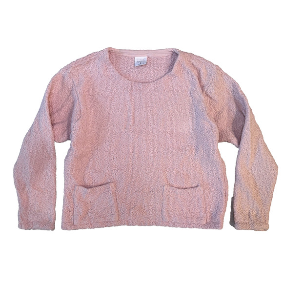 CMC Sweater Womens S Pink Cotton Waffle Knit Lagenlook Minimalist Made In USA - Picture 1 of 9